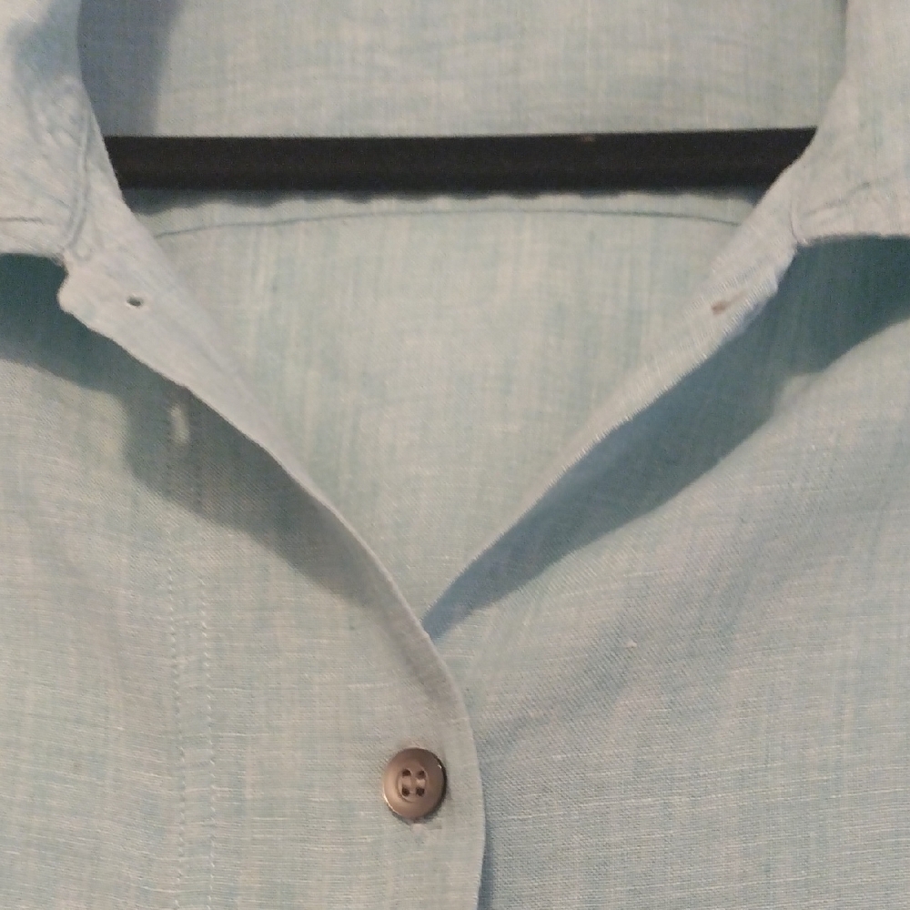 J. Jill Tiffany Blue 100% Linen Blouse - Picture 4 of 5